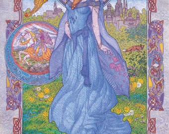 Celtic Irish Fantasy Art 'The Greek Princess' 16x11" Print. Ireland, Goddess, Sexy, Witch, Fairy, Folklore, Witchcraft, Warcraft, Gaelic.