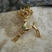 SALE - Christmas Reindeer Pin - Large Gold tone Brooch - Vintage Costume Jewelry