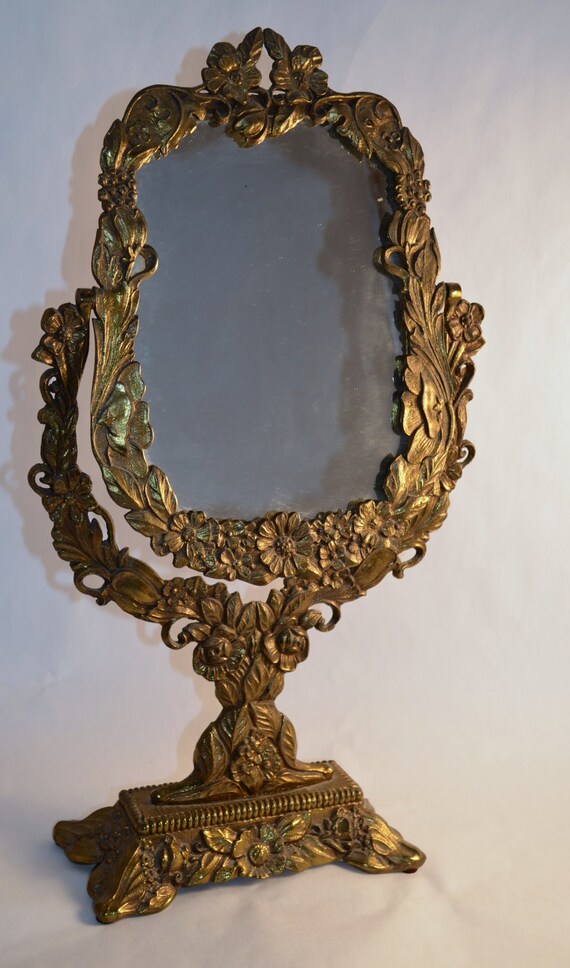 Vintage Ornate Antique Gold Vanity Mirror