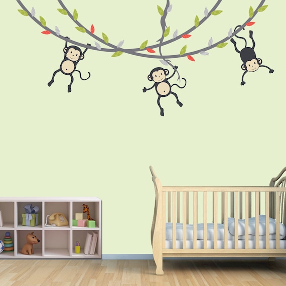 Monkey Wall Decal Monkey Vine Wall Decal Monkey Wall