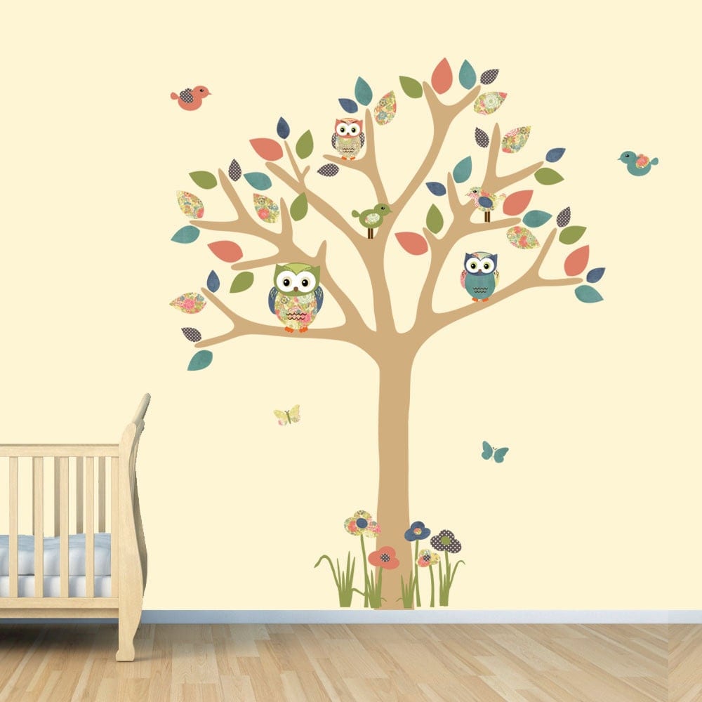 Nursery Wall Decal Owl Tree Decal Owl Art Owl tree wall