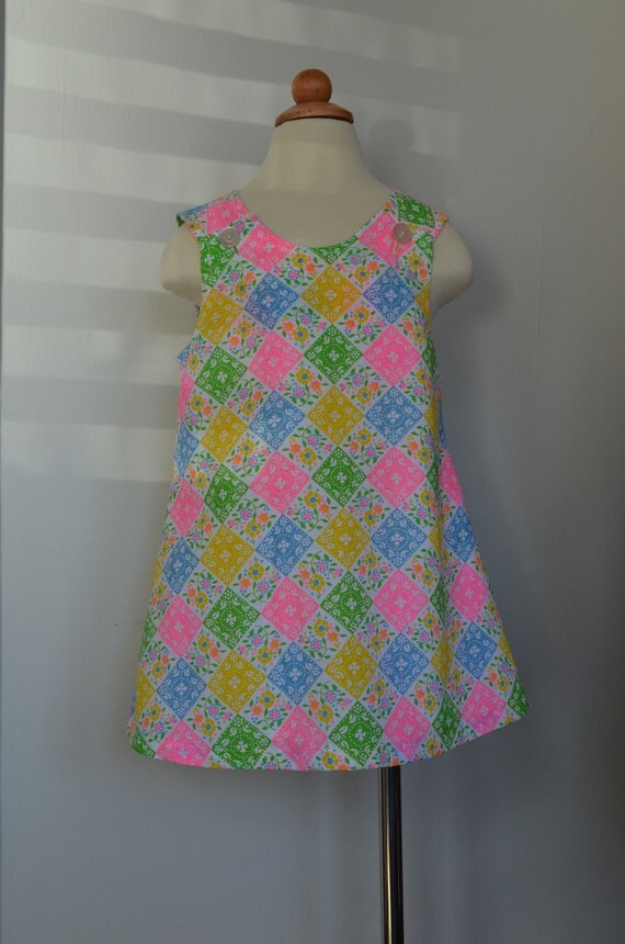 Girls Multi-colored A-line Jumper Dress Made With By Threetreelane