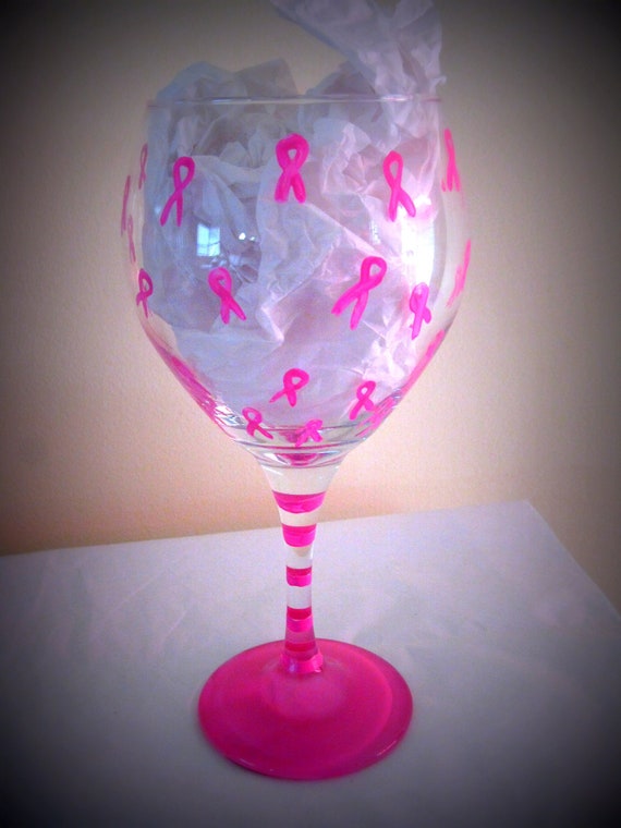 Breast Cancer Painted Wine Glass Breast Cancer Painted Wine Glass