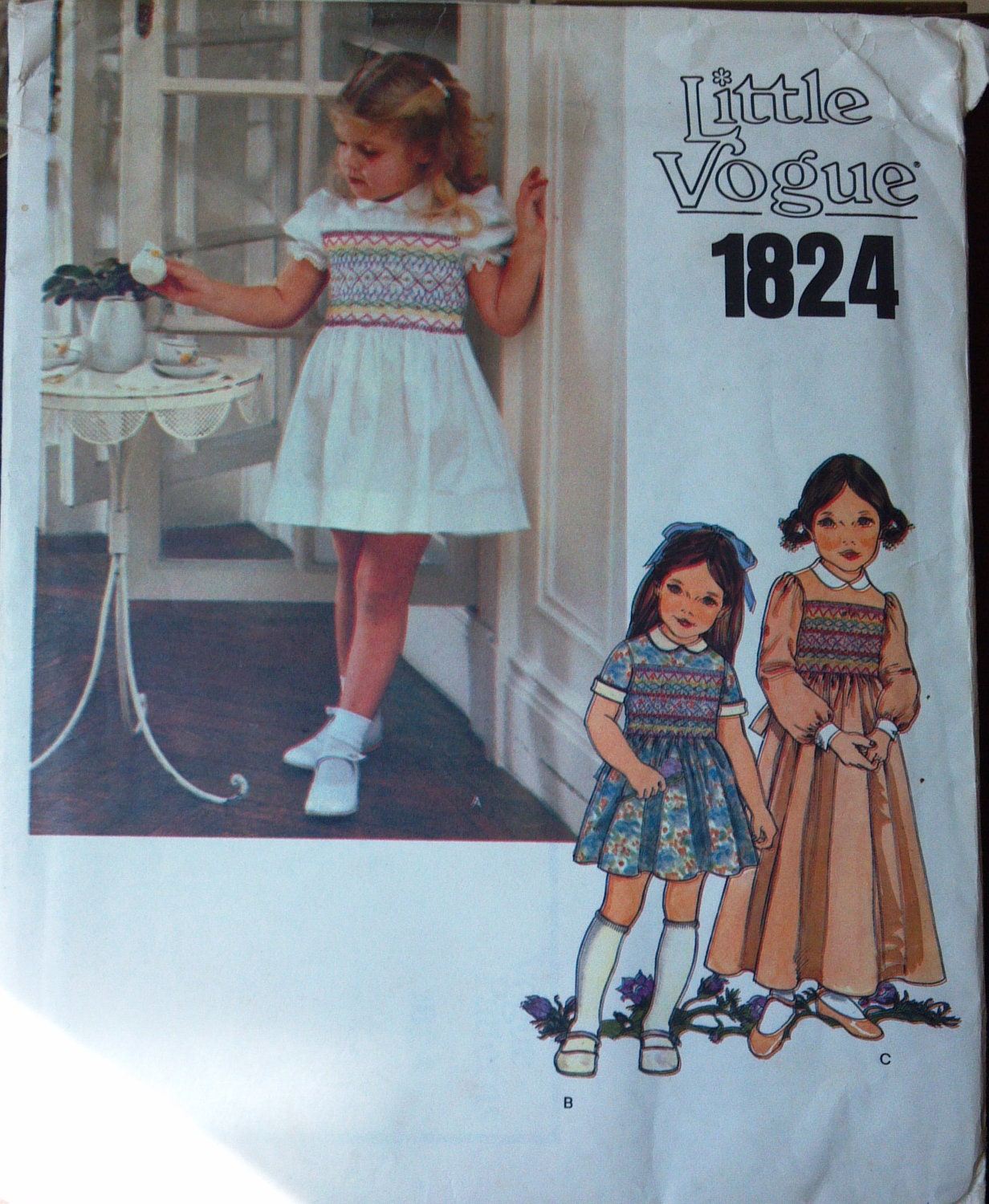 Little Vogue Pattern 1824 for Girls Smocked Dress Size 6