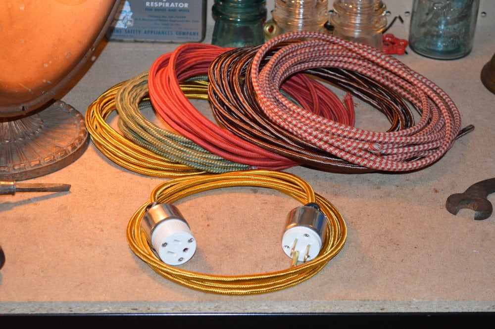 12ft Extension Cord Cloth Covered Wire Vintage Replica