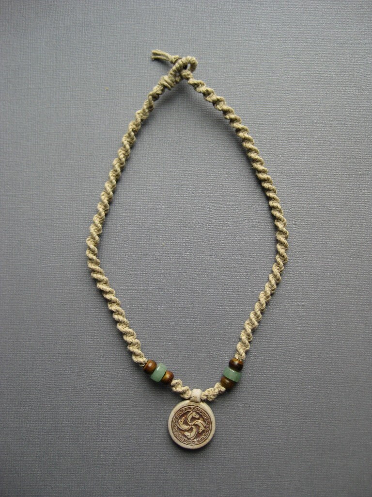 Hemp necklace with Spiral Horse head pendant