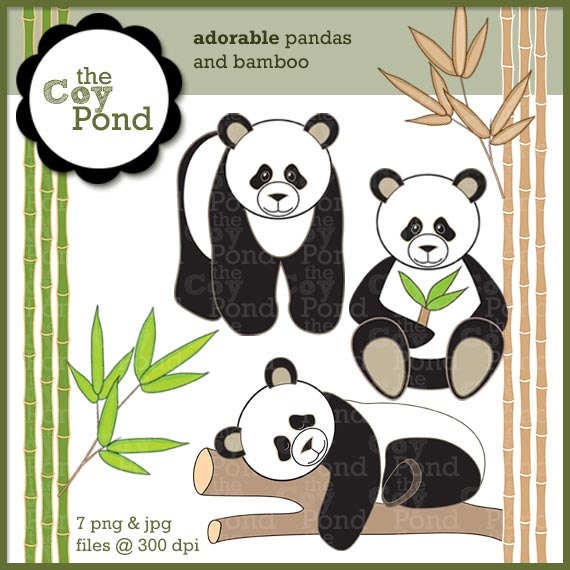 Items similar to INSTANT DOWNLOAD Panda and Bamboo Clip Art -- pandas