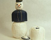 Handmade Naval Academy or NROTC Midshipman Snowman Unique Wood Carving Art Sculpture Handmade Naval Academy or NROTC Midshipman Snowman Unique Wood Carving Art Sculpture