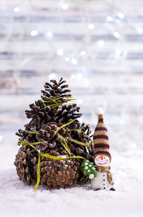 Natural, handmade cone tree decoration