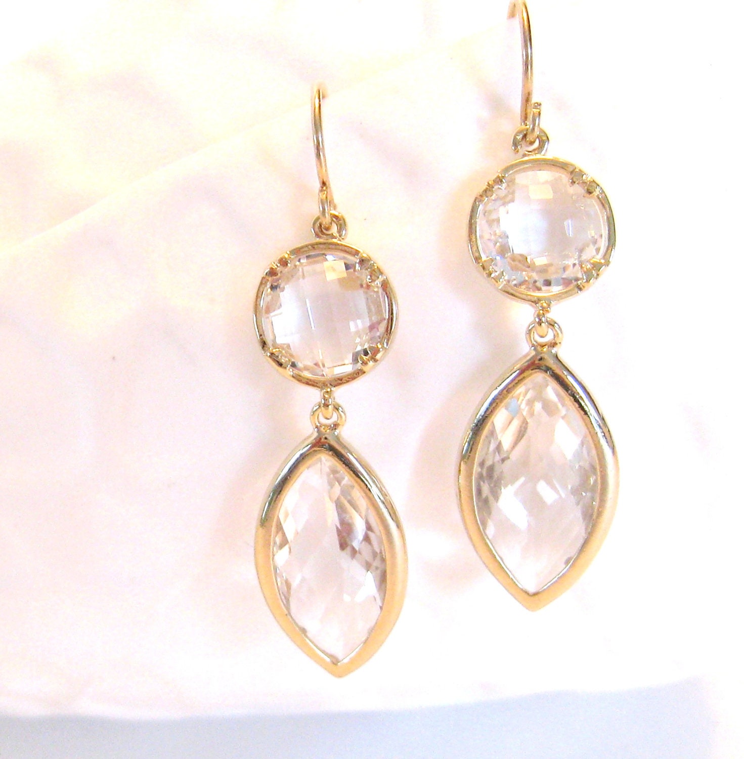 Clear Crystal Earrings Gold Earrings Crystal by LoveShineBridal