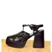 90s Black Cut Out Platform Chunky Heel Clogs with Ankle Strap 90s 1990s Grunge Size womens 8.5