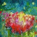 Abstract painting, bright colourful original fine art, oil on canvas, 12 x 10, Summer Storm (II)