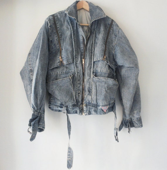80s vintage men's small Guess denim Bomber by AttentionSpanVintage