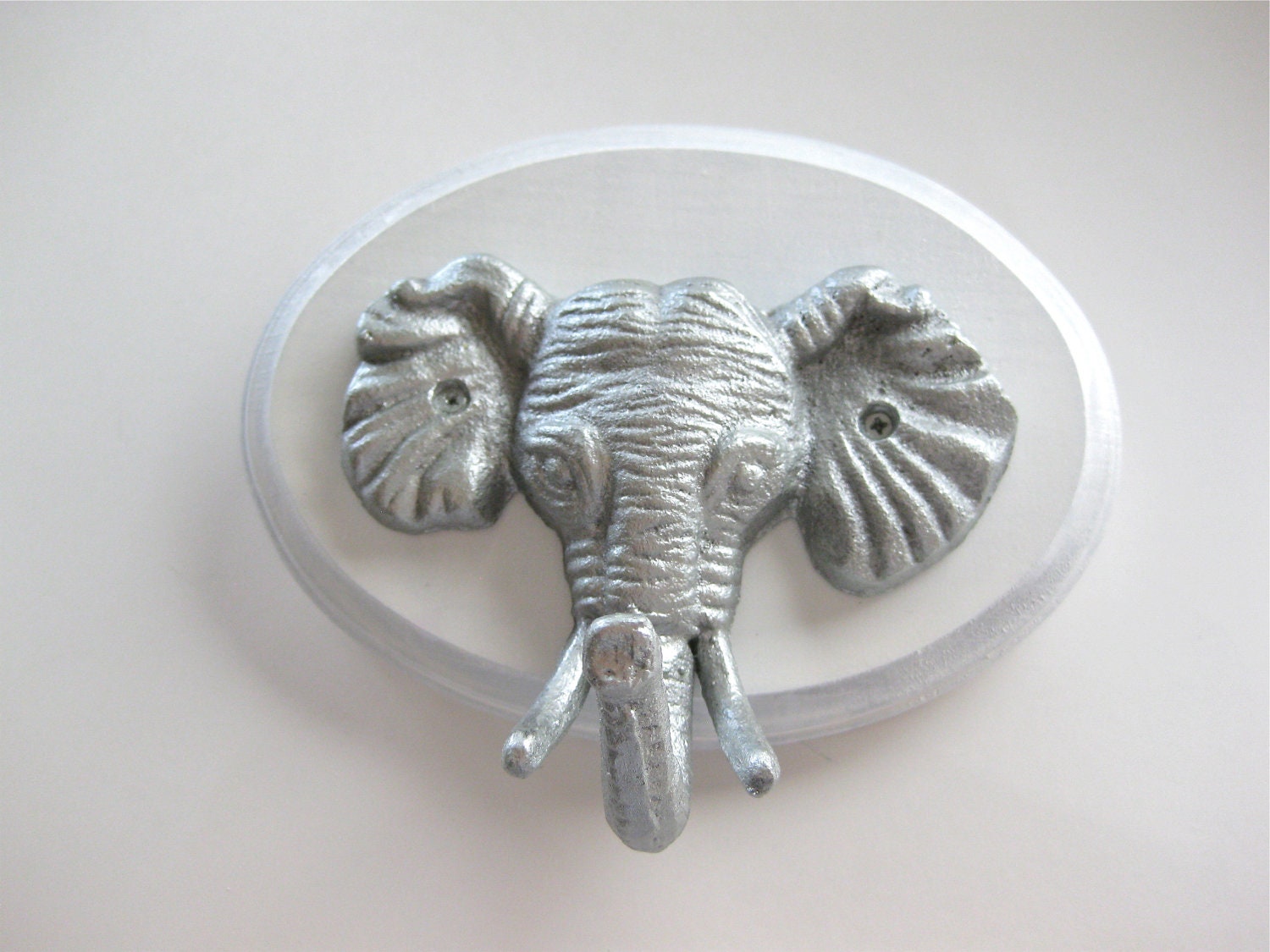 Silver elephant head plaque/Faux Taxidermy/Wall
