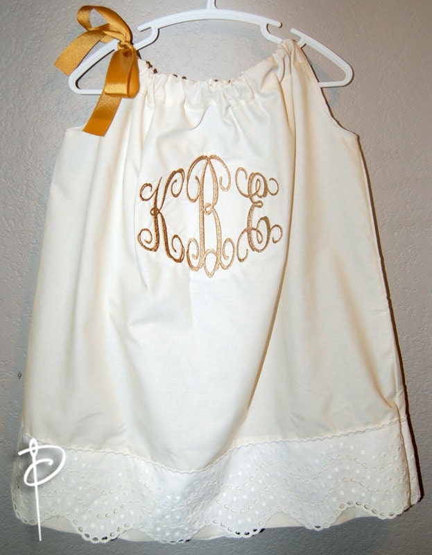 Monogrammed Vintage Eyelet Lace Pillowcase Dress by PaintedNeedle