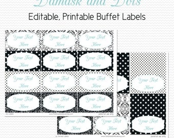 Buffet Labels and Place Cards Gray and Pink Party Decoration