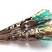 Teal Earrings Vintage teal drop earrings crystal brass filigree dangle bridesmaids