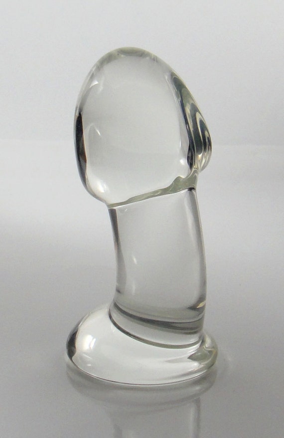 Medium Glass Cock Head Butt Plug Sex Toy MATURE