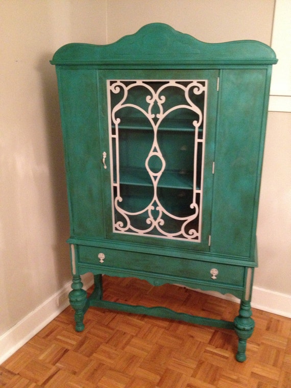 Upcycled Vintage China Hutch in Florence and Paris Grey