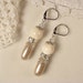 Vintage Champagne Pearl, Rhinestone and Ivory Mother of Pearl Silver Bridal Dangle Earrings