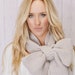 Knitted Bow Scarf Chunky Knitted Bow Ascot Neck Warmer Women's Extra Long Scarf Fashion Accessories in Latte (SCF-62)