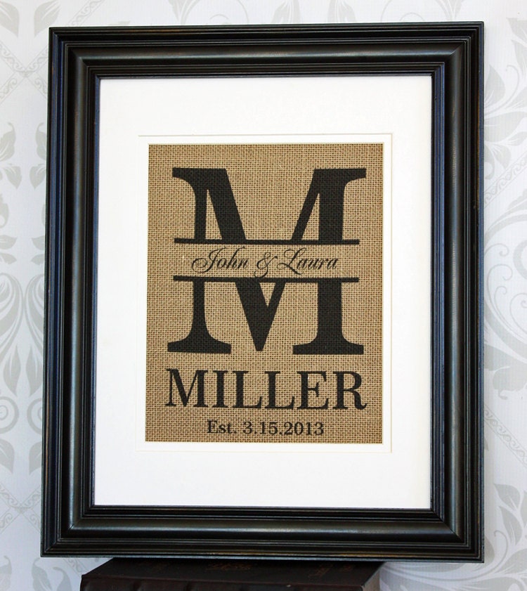 Personalized Wedding Gift Burlap Wall Decor Great for