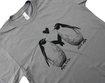 Penguin T-Shirt - Penguins in Love Mens Shirt - (Available in sizes S, M, L, XL)