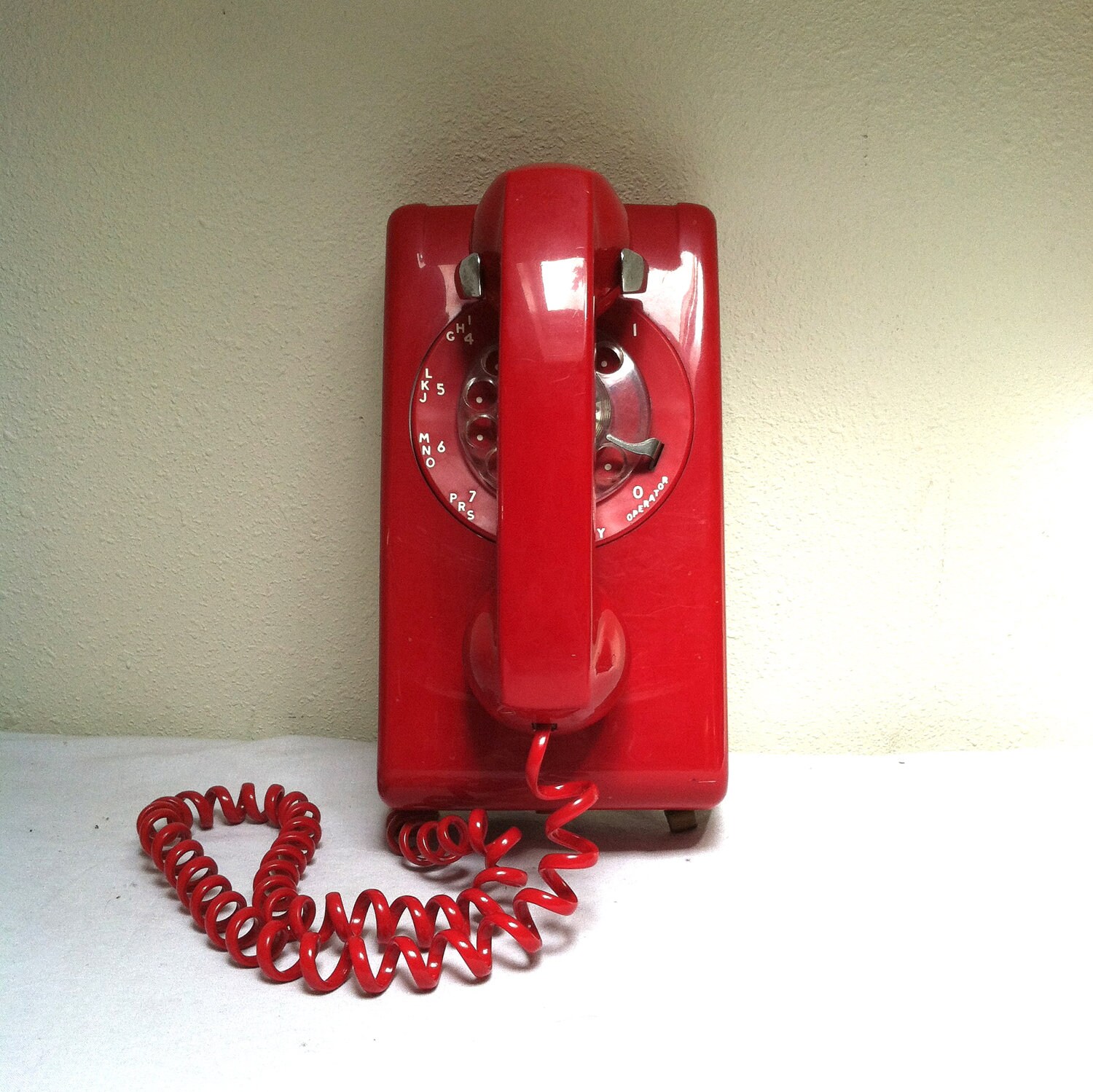 Download Vintage RED ROTARY TELEPHONE / Wall Hanging Phone