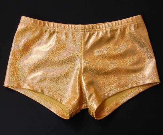 Mens Low Rise Square Cut Swimsuit in Gold Silver and by Harajuku