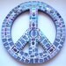 Mosaic Art Peace Sign Wall Hanging Electric Blue Metallic ReTRo Hippie