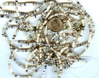 2-3mm Hammershell Natural Oyster Shell Heishi Beads 25" Strand