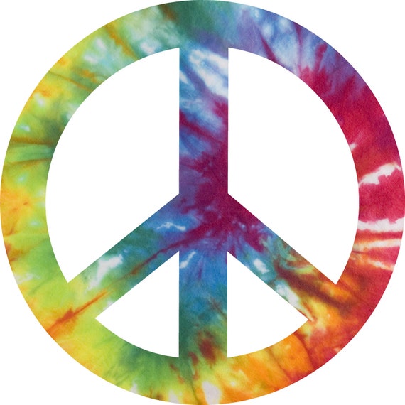 Tie Dye Peace Sign Decal Sticker 4 inches in diameter by