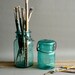 Turquoise Blue Canning Jars, Collection of Two