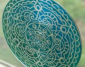 Teal Mandala Suncatcher - Bohemian Home Decor - Psychedelic Geometric Art - Turquoise Meditation Mandala