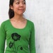 Eco-friedly Womens T shirt - Organic Cotton - Green Poppy - M L XL