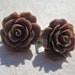 Brown Rose Clip On Earrings