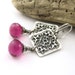 CLEARANCE Handmade Square Earrings Hot Pink Gemstone Fucshia Quartz - Amy No. 2