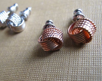 Stud Earrings Love Knot Single Pair Copper or Silver Refurbished Vintage Post Earrings Romantic Gift Vintage Jewelry by Glamourpuss
