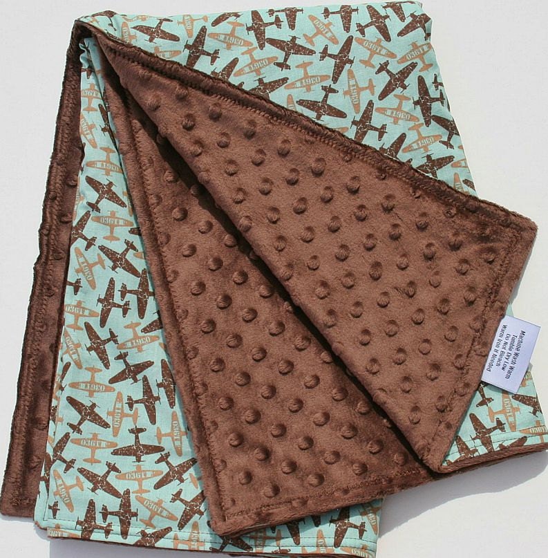 Vintage Airplane Baby Blanket Personalized Baby by bubblecakes