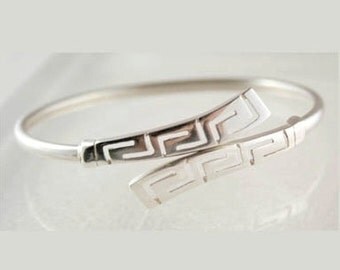 Meander-Greek Key - Sterling Silver Cuff Bracelet