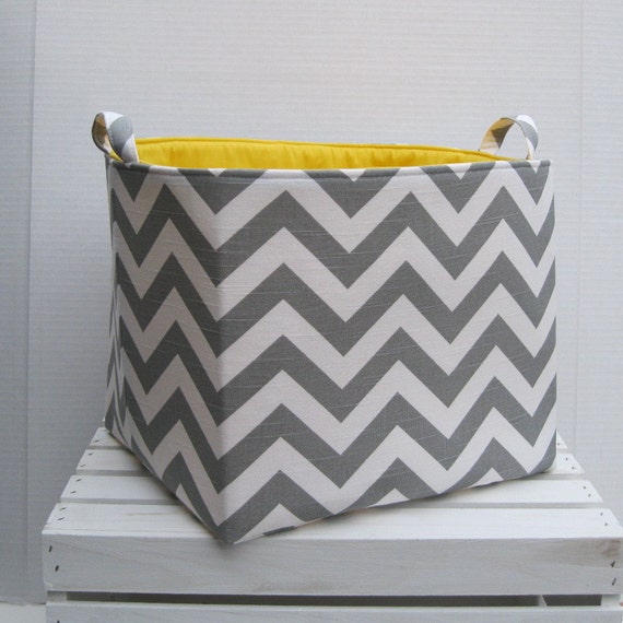 gray and white chevron toy chest