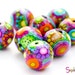 Disco Ball - 8 polymer clay round beads - 18mm