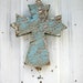 Recycled Wood Wall Cross Blue Reclaimed Wood
