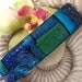 Large Size - Hair Barrette - French Barrette - Blue Aqua - Fused Dichroic Glass Barrette - Fused Glass 080812b107