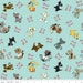 Riley Blake Designs, Bella Blvd, Puppy Park, Tossed Dogs Blue Fabric - By the Yard