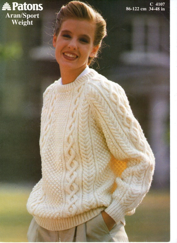 Classic Aran Sweater Vintage Knitting Pattern an Original