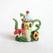 Miniature Cottage on Hill with Toadstools Teapot OOAK by C. Rohal