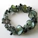 Seashell glass bracelet Unicorne glass beads Green Crystals Beaded bracelet Beaded jewelry by pacificjewelrydesign on Etsy