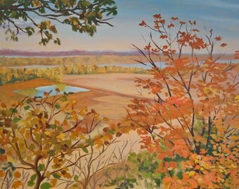 Original Oil Painting "Pere Marquette Fields" fall autumn landscape impressionism impressionist art