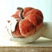 Rustic Velvet Pumpkin - Fall Decor - Upcycled Recycled Textiles - Burnt Orange Bittersweet - TEAMEPE